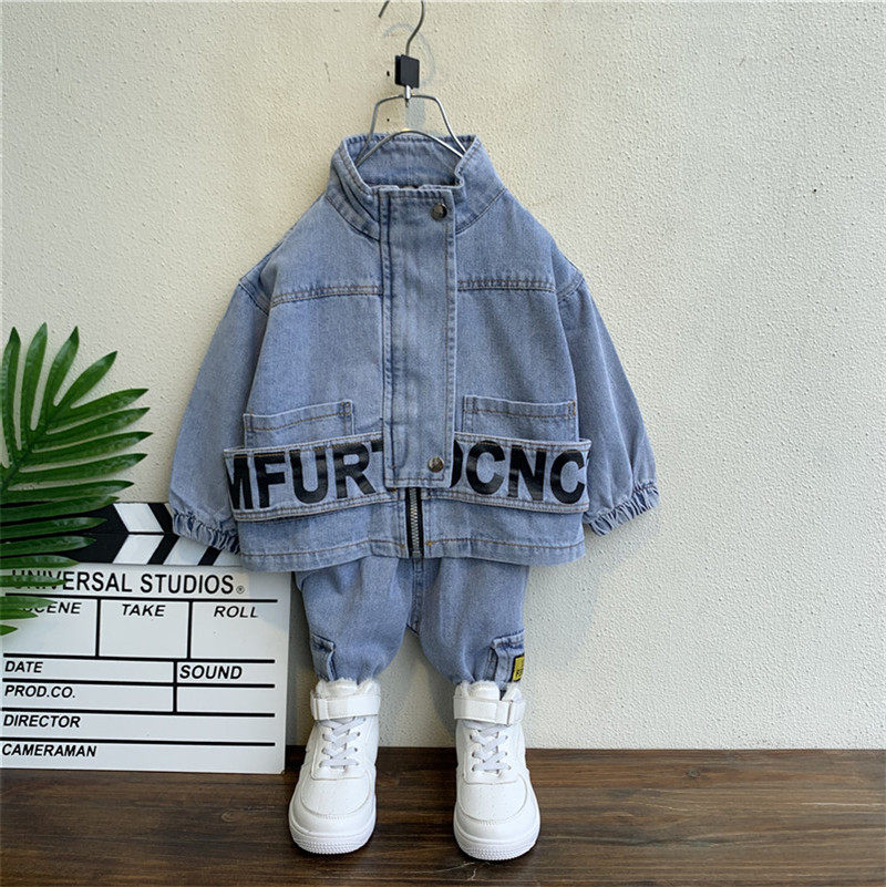Children's clothing boys 2020 new autumn Korean children's denim suit children's foreign pie two-piece spring and autumn fashion