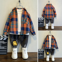 Boys shirt 2020 Autumn new childrens plaid long sleeve shirt baby foreign-style cotton childrens clothing Spring and Autumn Tide