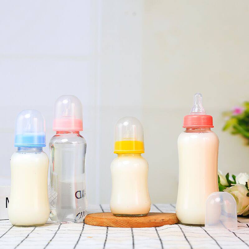Glass milk tea bottle adult milk bottle water cup creative juice yogurt drink bottle disposable plastic silicone pacifier bottle