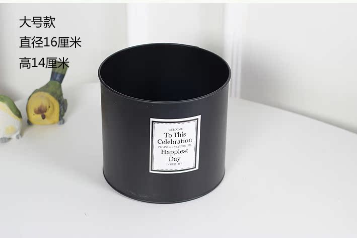 Đen tin xô nhân tạo hoa chậu hoa giỏ hoa INS Bắc Âu gió sắt phụ kiện - Vase / Bồn hoa & Kệ chậu cây để bàn