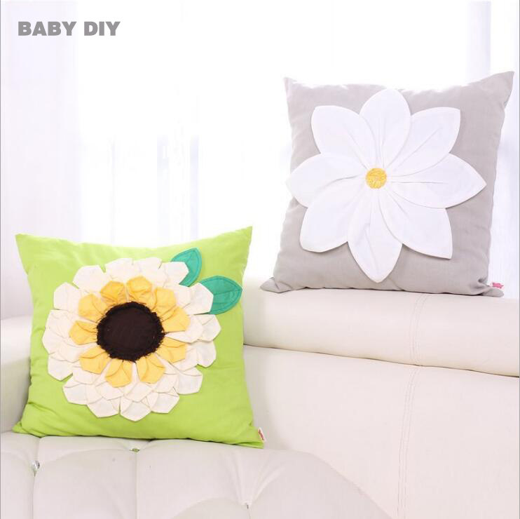 Hand sewn embroidered self-making creative home leaning pillow pure cotton small daisy hugging pillow handmade cloth art diy material bag