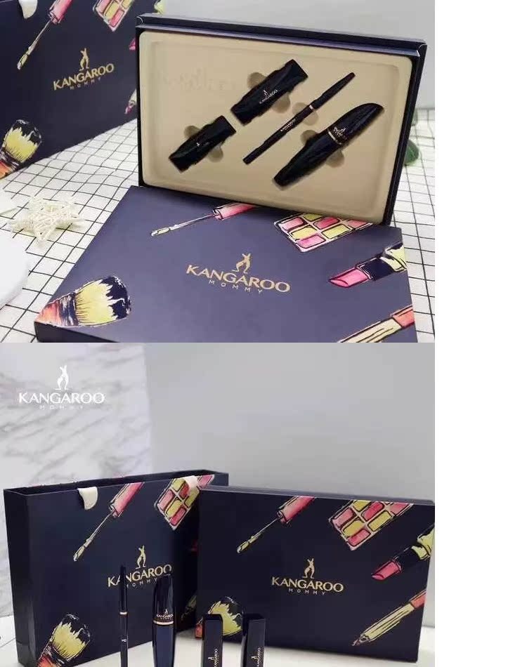 Kangaroo Mẹ trang điểm Blue Meteor Bốn mảnh Son môi Mascara Lông mày - Bộ trang điểm son shiseido