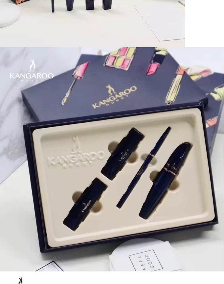 Kangaroo Mẹ trang điểm Blue Meteor Bốn mảnh Son môi Mascara Lông mày - Bộ trang điểm son shiseido