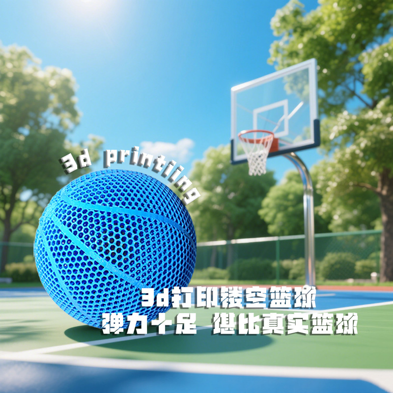 New 3D Printed Basketball with High Elasticity, No Need for Inflation, Hollow Basketball for Indoor and Outdoor Sports, Wear-Resistant 3D Printed Basketball