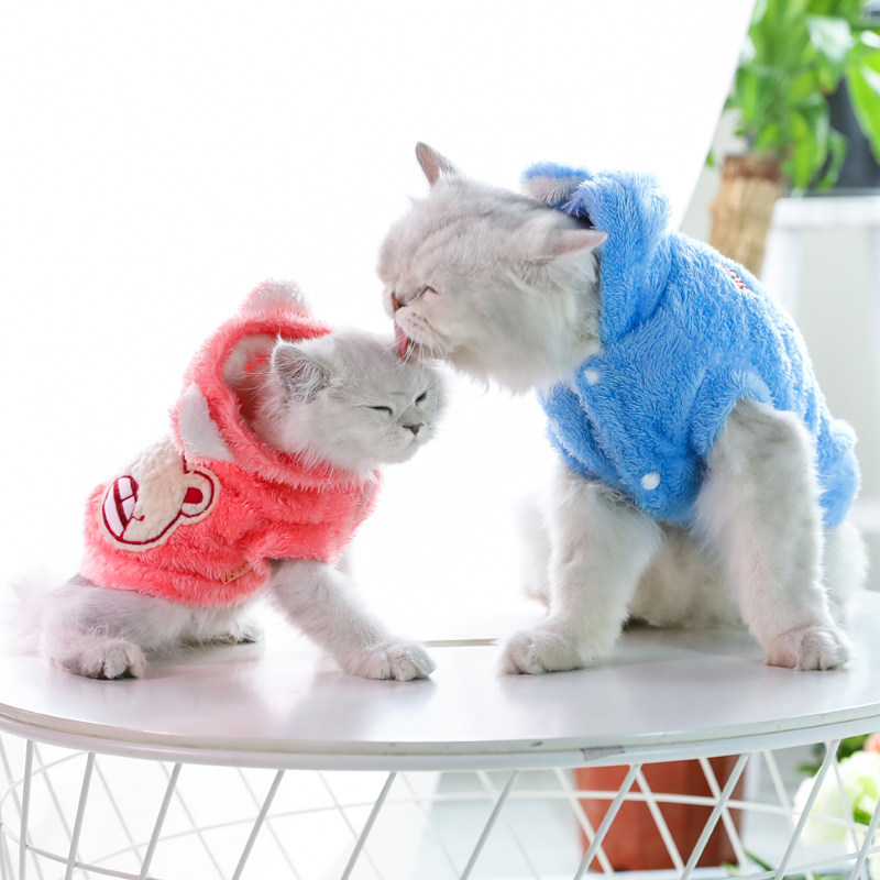 Cat Clothing Pet Blue Cat Autumn Winter Dress Kitty Cat Young Cat Warm England Short Kitten Cat Cute Funny Kitty Cat Clothes