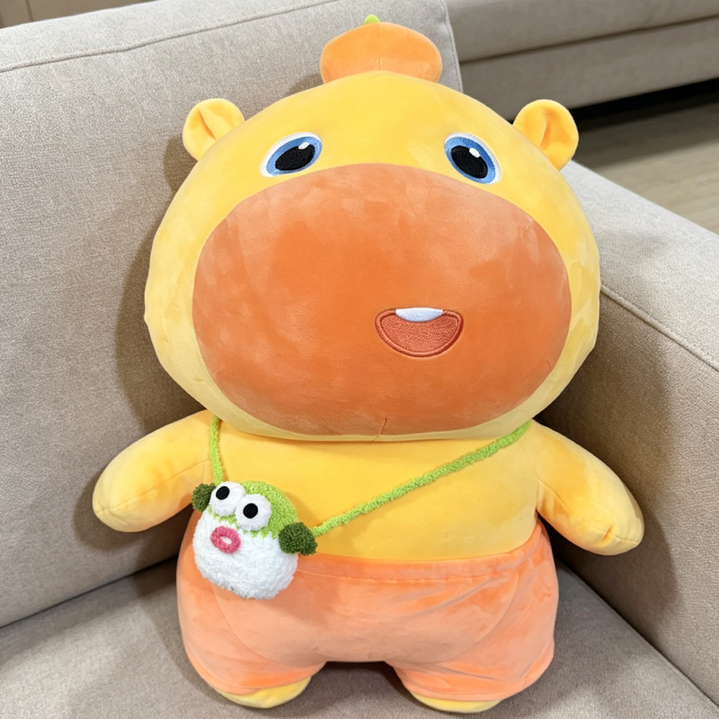 Cute Capybara Plush Toy Pufferfish Small Shoulder Bag Handmade Crochet Plush Cute Small Backpack Doll Gift