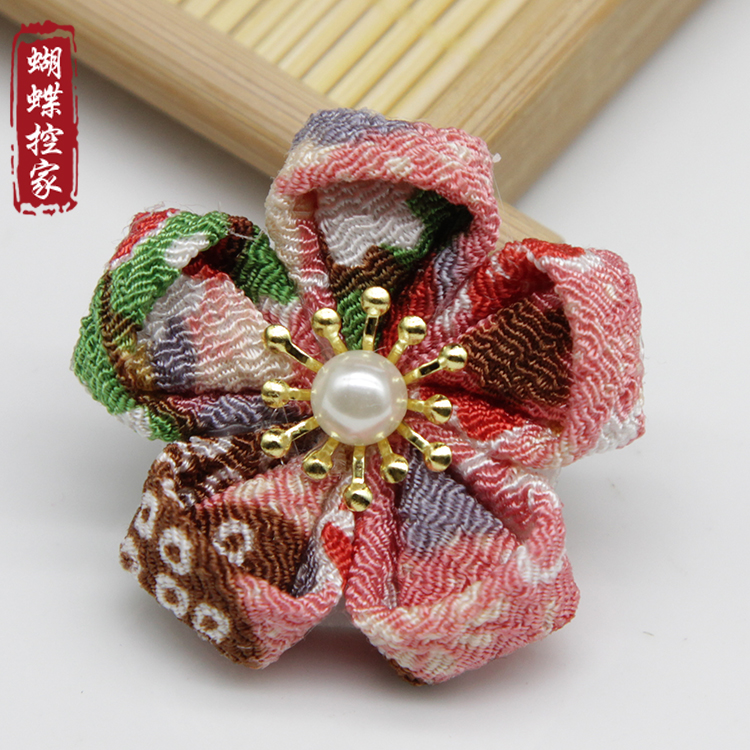 diy and wind hair ornament material fine work flower material design color crepe plum blossom cherry blossom single flower and wind flower flower semi-finished product