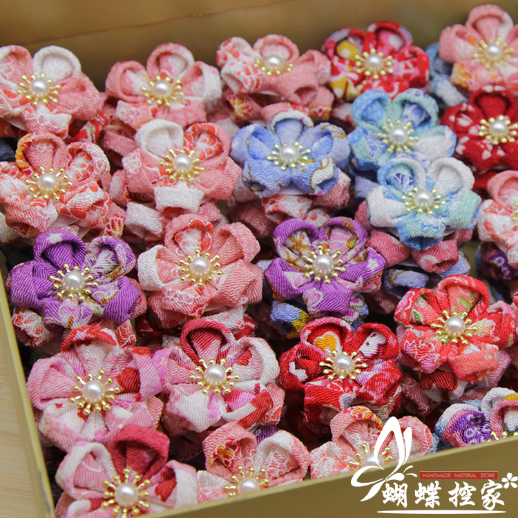 diy and wind hair ornament material fine work flower material design color crepe plum blossom cherry blossom single flower and wind flower flower semi-finished product