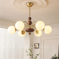 Nanyang Creative Warm Living Room Chandelier French Retro Dining Room Lamp American Mid-Century Style Solid Wood Study Bedroom Lamps