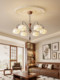 Song-Style Aesthetic Persimmon-Shaped Pendant Light, Vintage Walnut Wood Color Printed Fabric, Suitable for Bedroom and Dining Room, Whole House Lighting