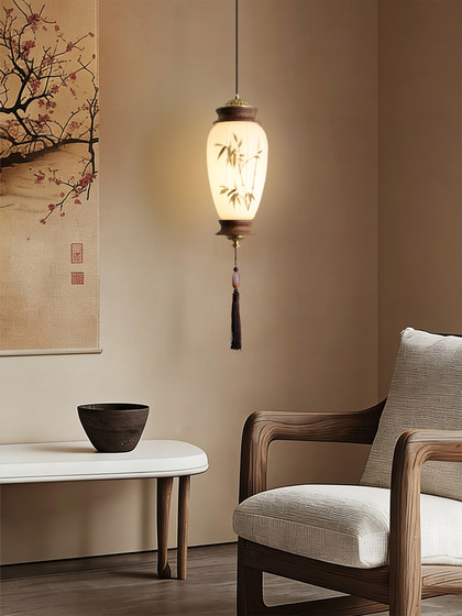 Medieval-Style Spiral Staircase, Duplex Entrance Hall Lamp, Bamboo Zen-Inspired Retro Tea Room Study Lamp, Chinese-Style Chandelier