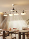 Song-Style Aesthetic Living Room Walnut-Colored Chandelier, Vintage French-Style Printed Fabric Lighting for Bedroom and Dining Room, Whole House Lighting Fixtures