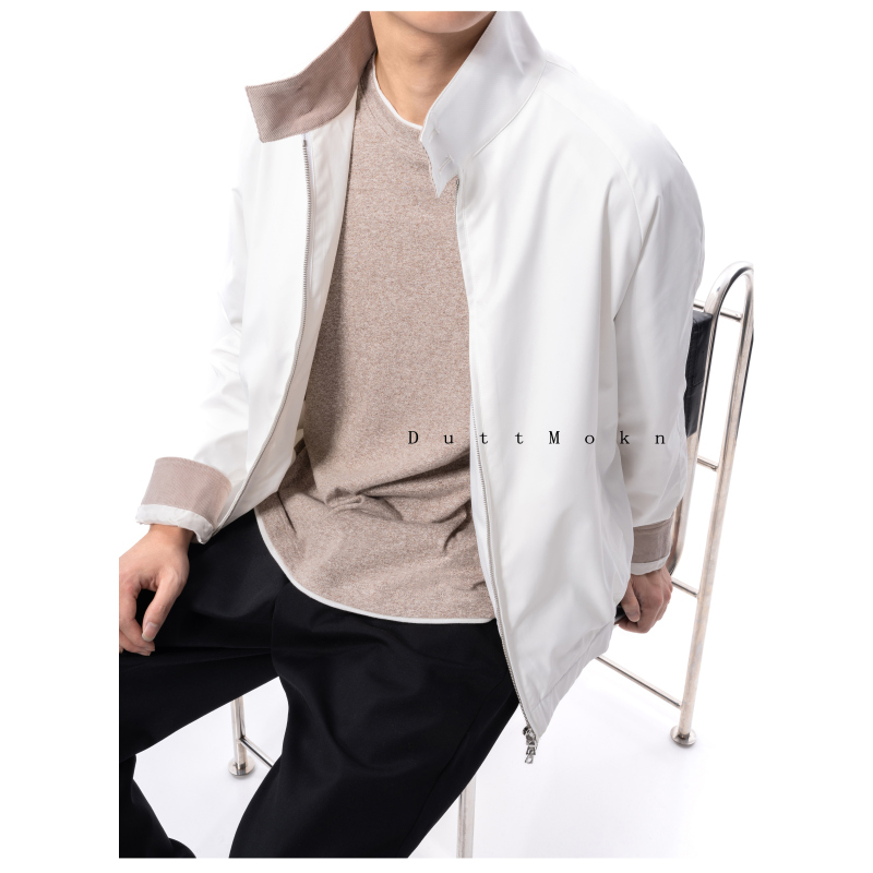 Duttmokn【68% Organic Cotton+32% Nylon】Bc Corduroy Casual Two-Tone Harrington Jacket