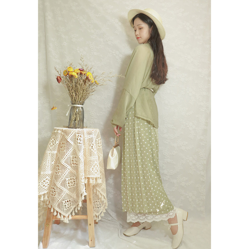 Southern traditional clothing ( green tea ) original Song - made Tianjian aircraft sleeve hanging dress hanger suit