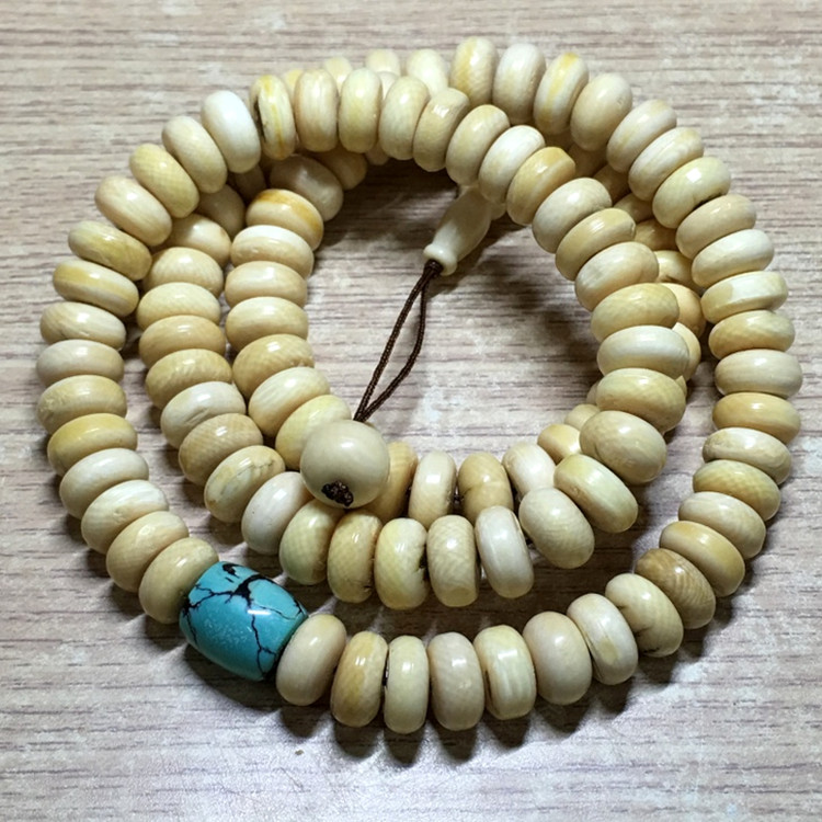 Text play miscellaneous natural Mengma tooth spacer wheel beads Buddha beads 108 tablets Hand string hand chain turquoise bucket beads