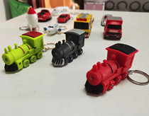 Retro locomotive LED keychain toy creative luminous sound gift small train personality bag pendant