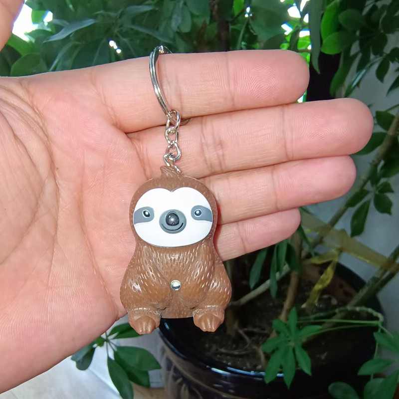 Cute Cartoon Sloth Keychain Led Light-Up Sound-Making Keyring Creative Pendant Gift Animal Koala
