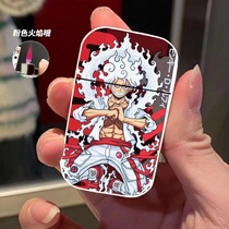 Private customized photo pink flame creative windproof inflatable lighter anime cartoon One Piece fifth gear metal