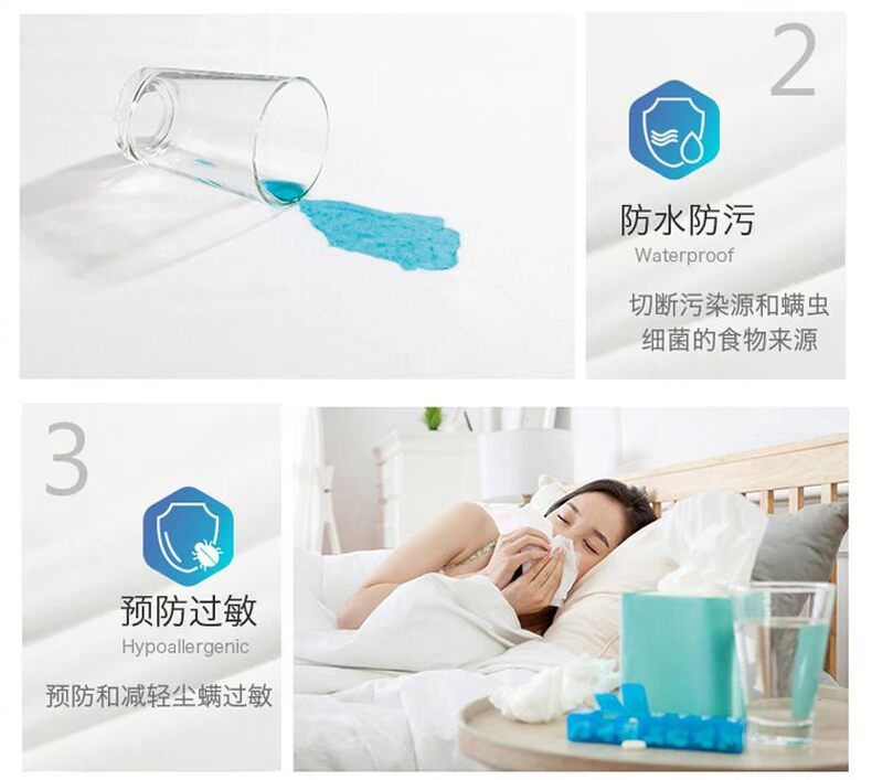 Velfont 1.8m bông ba mảnh spacer đái dầm Li mite bông trượt thở không thấm nước nệm bảo vệ bìa - Trang bị Covers Mẫu ga phủ giường