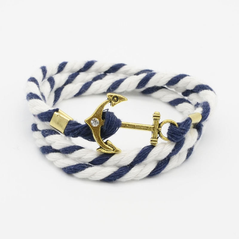 Anchor Rope Bracelet Men's Rhinestone-Encrusted Brand Marine Navy Style Anchor Cotton Rope Couple Bracelet Anchor Rope Bracelet Men's Rhinestone-Encrusted Brand Marine Navy Style Anchor Cotton Rope Couple Bracelet