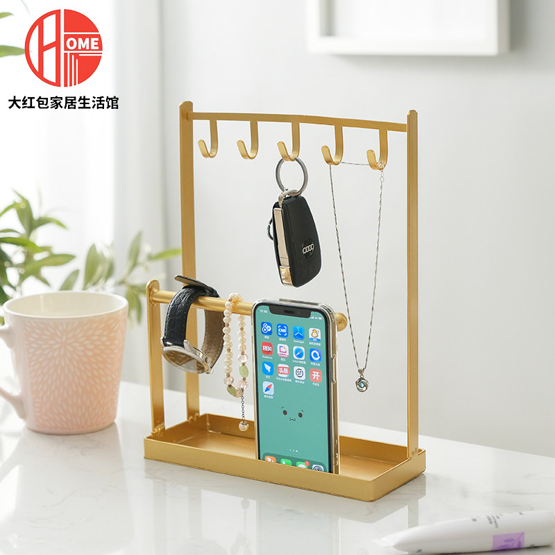 Jewelry display rack wrought iron necklace rack watch hook ear pin rack desktop earring hanger porch entrance key rack