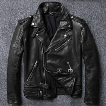 Leather clothing men Korean fashion locomotive clothing leather clothing mens tanned sheep leather handsome leather jacket slim jacket