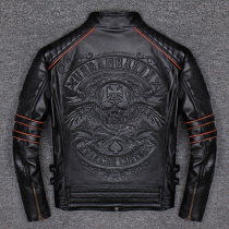 New embroidery skull motorcycle leather leather slim leather slim leather jacket men riding motorcycle clothing cowhide jacket