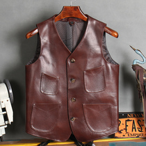 Ammerclick retro to make old imported head layer of cow leather leather leather clothing male batik waistcoat for a thin leather vest