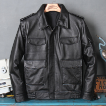 New genuine leather clothing for men hunting with cotton thickened leather jacket head layer small scalloy leather locomotive short leather jacket