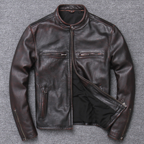 Leather Locomotive Jacket Man Head-coated Buffalo Pearl Hay Picking Vertical Leak Jacket Picking Fall Cover