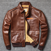 Holvin Horweens fur coat men heavily soft glutinous polyti - headed bull skin fugitive A2 flight jacket