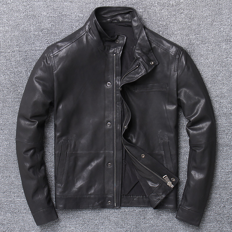 Haining Fur Dress Man Vegetable Head Goat Leather Leader Course Business Simple Spring and Autumn New Leather Jacket