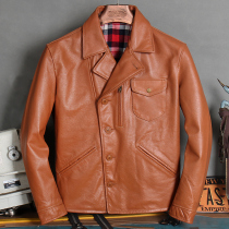 New genuine leather leather clothes mens head layer of cow leather Japan-Japan-Japan Amei click-leather jacket locomotive to coat the tide