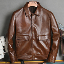 Quality inspection mens head layer cow leather leather leather leather clothing locomotive clothes drivers American trend to make old retro jacket jacket