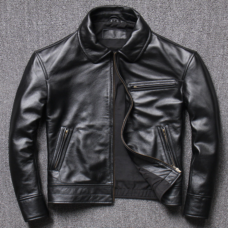 Mukhlan Leather Dress Men Leather Locomotive Clothes Fashion Casual Jacket Head Cover Refined New Leather Cover