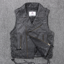 Leather vest male leather youth spring and autumn leather vest leather old horse clip head layer cowhide waistcoat