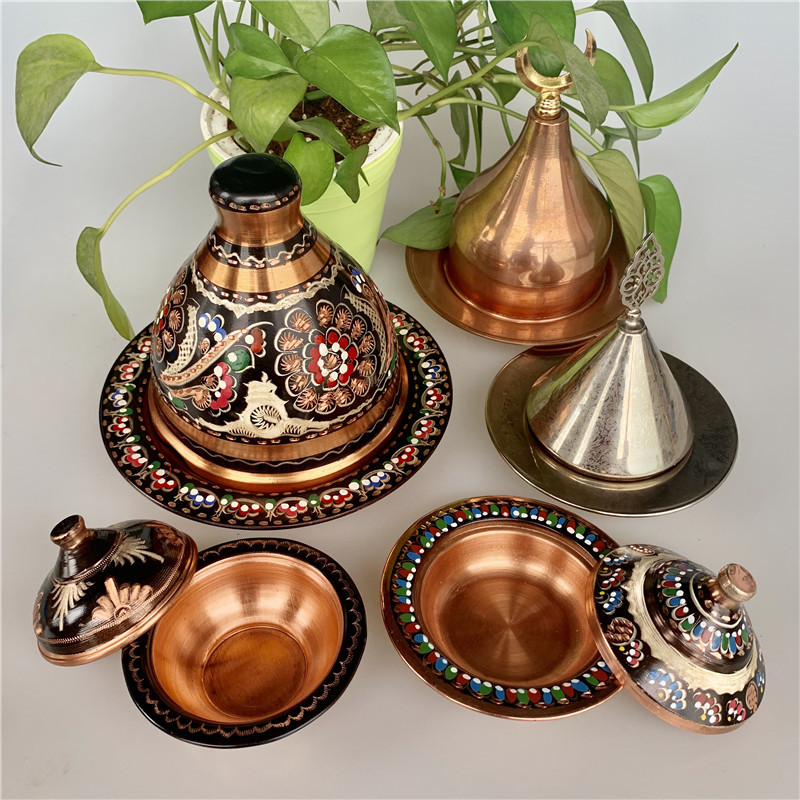 New Turkish handmade enamel copper tire sugar dish sugar plate sugar pan sugar jar isolated product multi-size optional