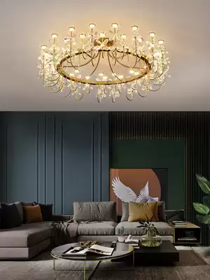 2021 new living room crystal lamp round living room lamp master bedroom designer luxury wedding room light luxury ceiling lamp