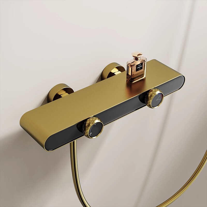 Brushed Gold Bathtub Shower Faucet, High-Flow Waterfall, Topless Spray, Split-Type Small Apartment Shower Set, Gold Color