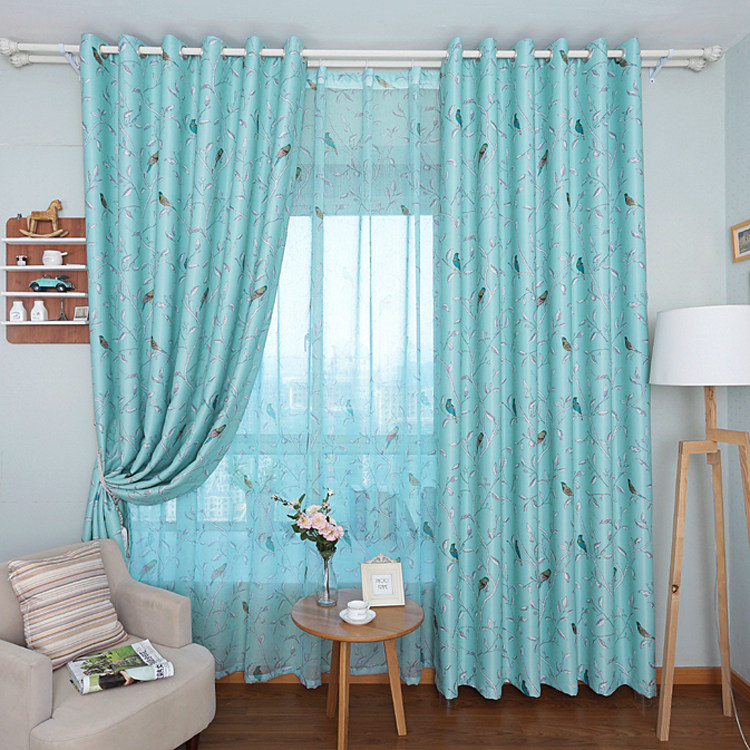 New Little Fresh Fields Garden Wind Green Curtains Bedrooms Shade Minimalist Living-room Floor Window Floating Windows Finished Green Curtains