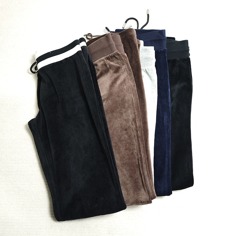 European Style Elastic Waist Velvet Slim Straight-Leg Sports Casual Pants Jogging Yoga Spring Women's Long Pants 2303 European Style Elastic Waist Velvet Slim Straight-Leg Sports Casual Pants Jogging Yoga Spring Women's Long Pants 2303