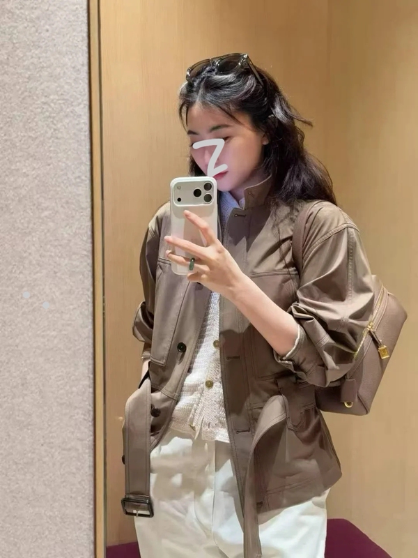 Old Money Style Stand Collar Workwear Trench Coat for Women, New Spring and Autumn Model, Waist-Cinching Belt, Retro Short Hunting Jacket