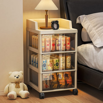 Snack Storage Rack, Floor-Standing Movable Toy Storage Rack, Bedroom Trolley, Living Room Multi-Layer Storage Cabinet
