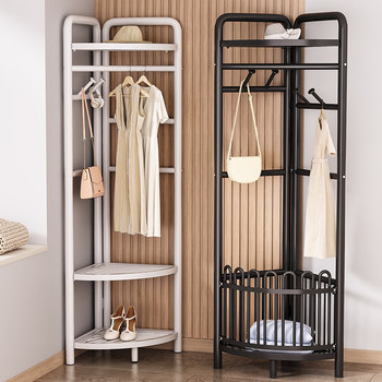 Corner Clothes Rack, Floor-Standing Bedroom Clothes Rack, Bedside Storage Rack, Autumn and Winter Coat Rack, Living Room Household Clothes Drying Rack