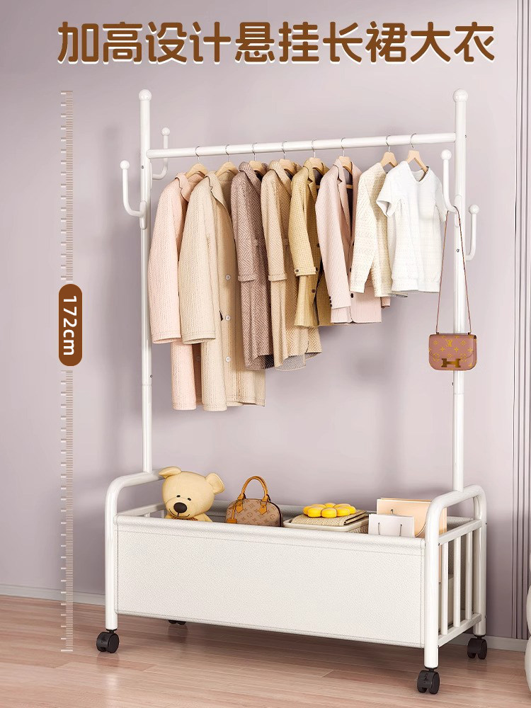 Coat Rack Floor-Standing Bedroom Clothes Rack 2025 New Model Household Indoor Simple Movable Clothes Storage Drying Rack