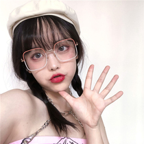 2020 new color matching Korean version of net red box glasses metal color myopia glasses plain color flat mirror women