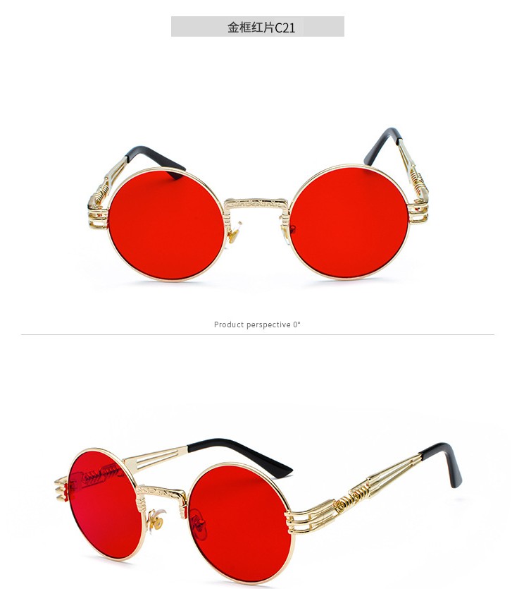 Kính râm retro tròn gọng tròn bảo vệ tia cực tím lưới đỏ đường phố chụp kính cận thị kính râm nữ phiên bản Hàn Quốc mắt kính rayban