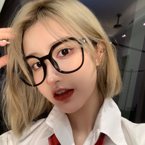 Japanese style round face glasses frame female Korean version tide polygon black frame large frame anti-blue light eyes student makeup myopia