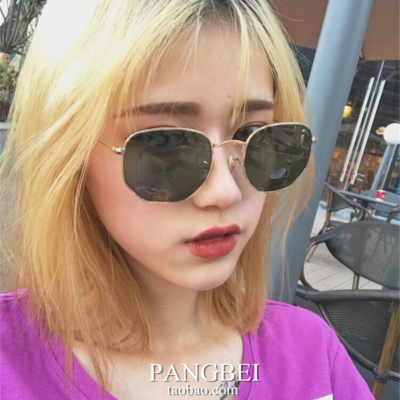 Kính râm nhỏ chống tia cực tím retro mới nam và nữ cận thị Kính râm lưới đa giác màu đỏ lưới kính mắt việt tín