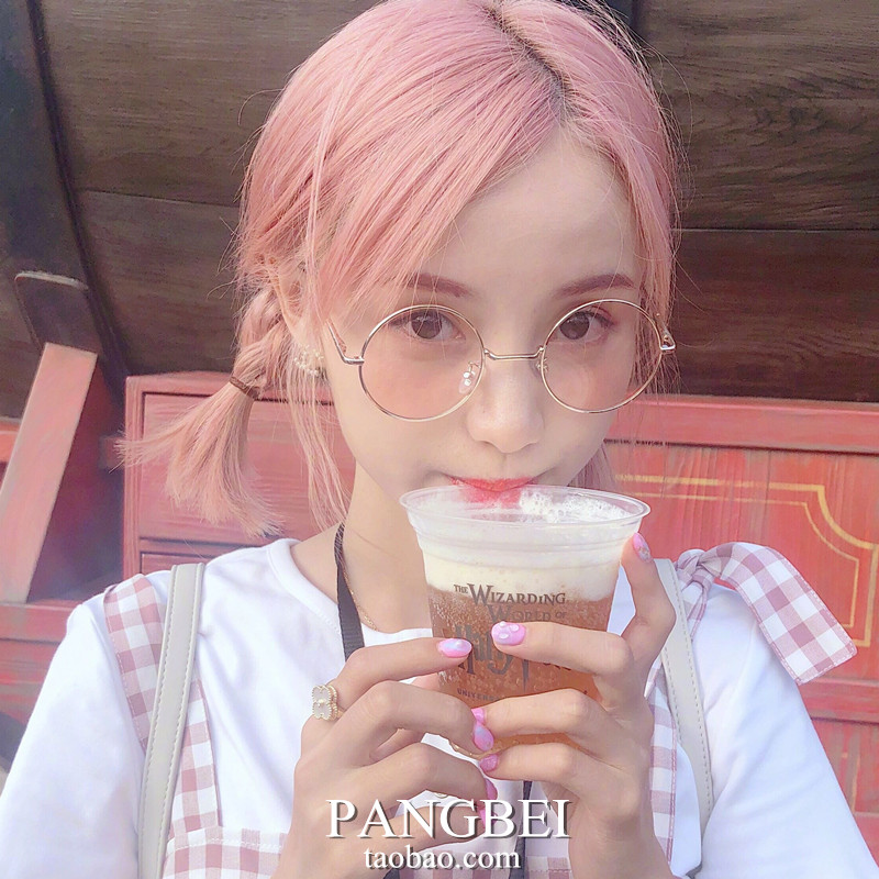 Gương tròn tươi tắn trong phim biển biển Hoàng tử gương cô gái dễ thương Lin Xiaozhai với kính đỏ nữ có thể được trang bị cận thị kính burberry